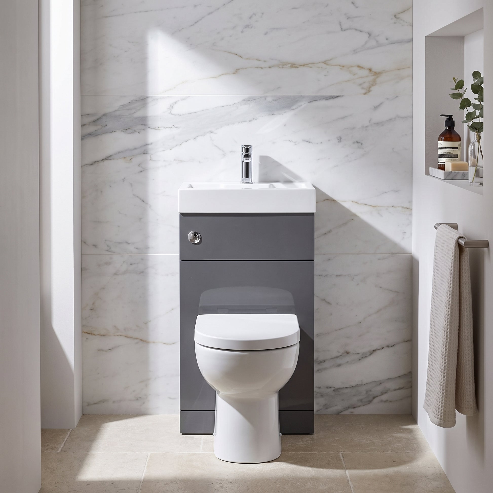 Fairford Carnation 500mm Gloss Grey WC and Basin Combination Unit