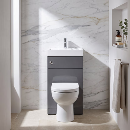 Fairford Carnation 500mm Gloss Grey WC and Basin Combination Unit