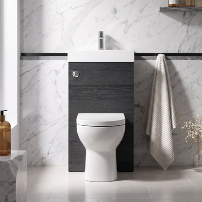 Fairford Carnation 500mm Charcoal Woodgrain 2 in 1 WC Unit & Basin