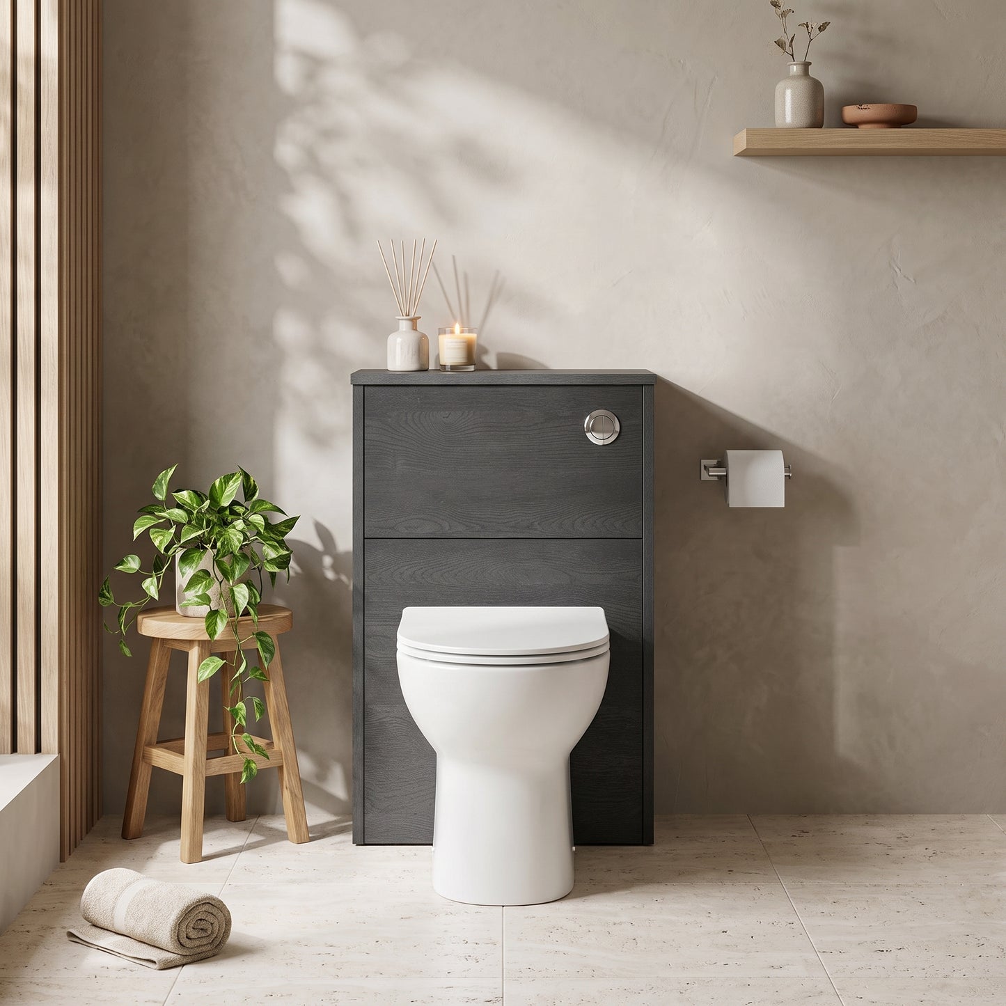 Fairford Anika 500mm Graphite Woodgrain WC Unit