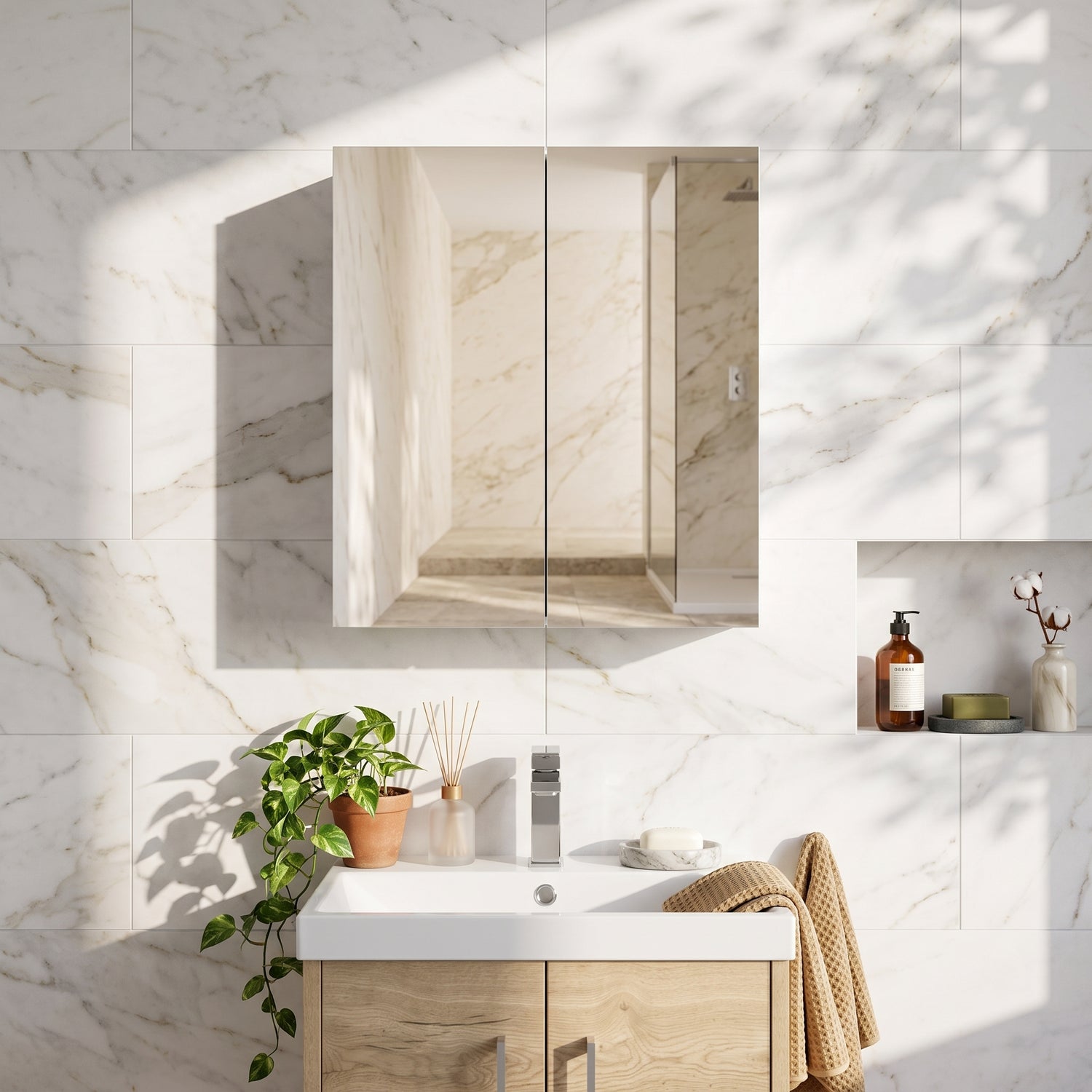 Fairford Aspri 2 600mm Gloss White Mirror Unit