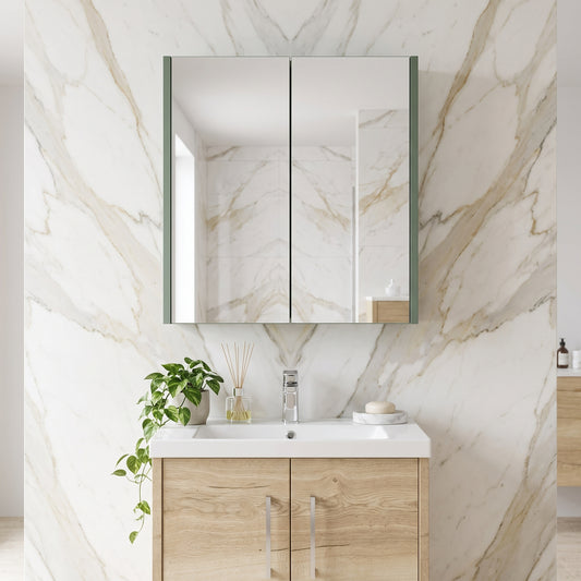 Fairford Aspri 2 600mm Satin Green Mirror Unit