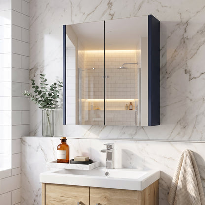 Fairford Aspri 600mm Midnight Blue 2-Door Mirror Cabinet