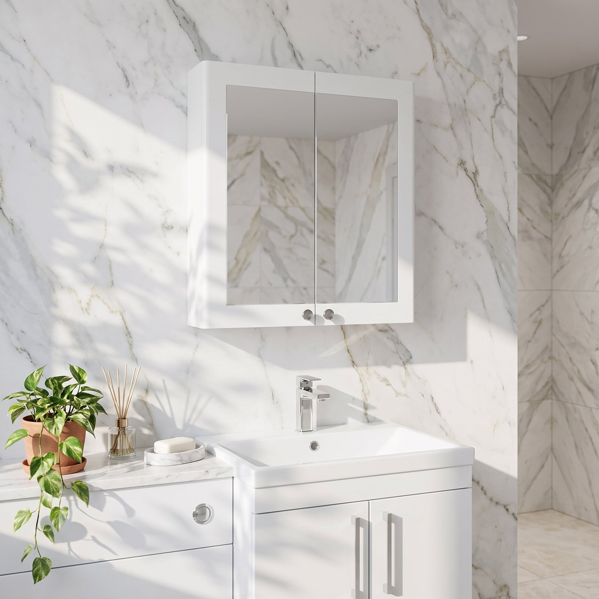 Fairford Laurel 600mm Satin White Mirror Cabinet