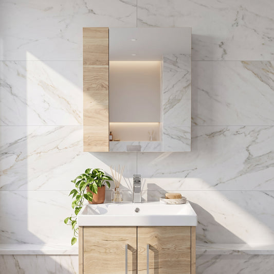 Fairford Union 600mm Bleached Oak Single Door Mirror Unit