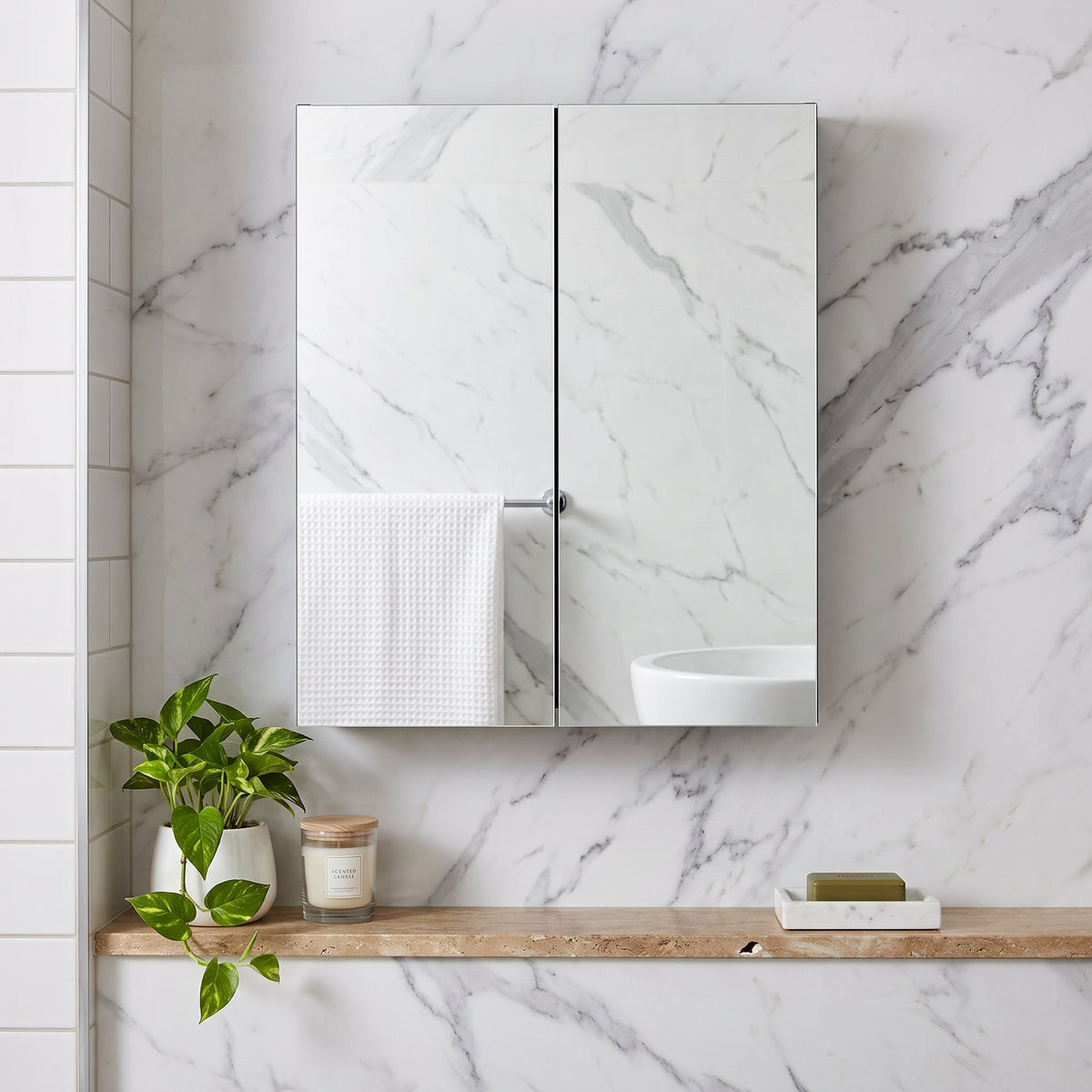 Fairford Union 600mm Slimline Black Double Door Mirror Unit