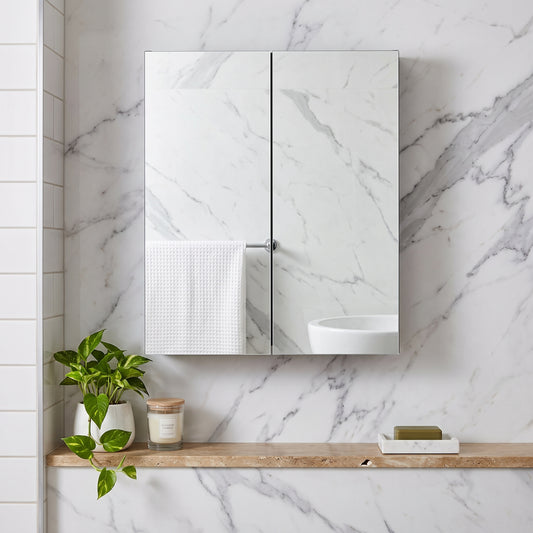 Fairford Union 600mm Slimline Black Double Door Mirror Unit