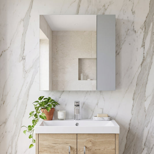 Fairford Aspri Satin Grey 600mm Mirror Cabinet