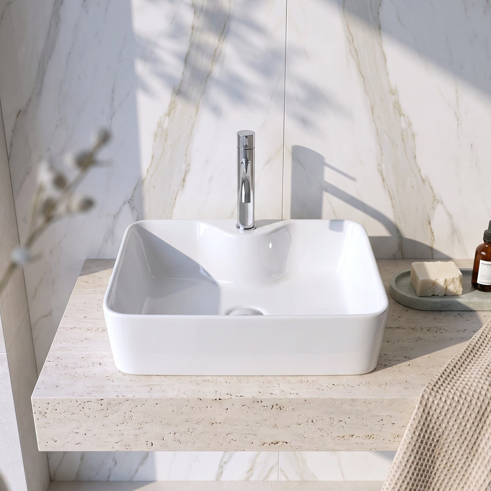 Fairford 480mm Square Ceramic Counter Top Vessel