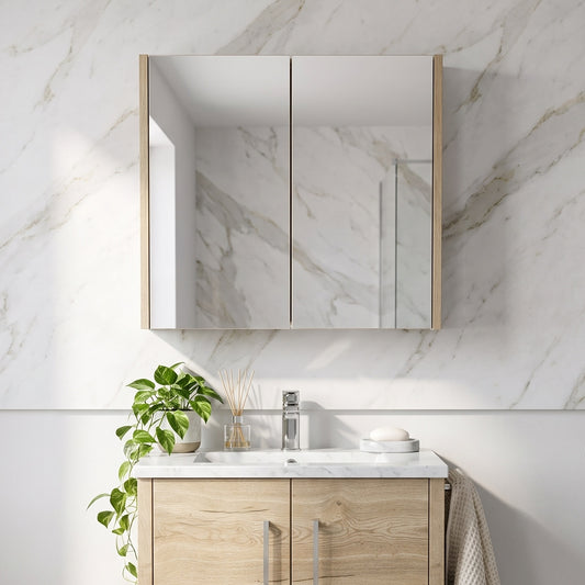 Fairford Union 600mm Bleached Oak Double Door Mirror Unit