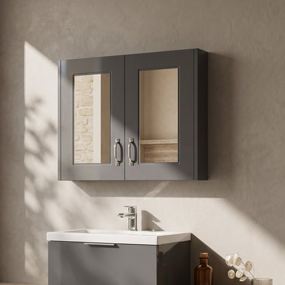 Double Door Mirror Unit Dark Grey