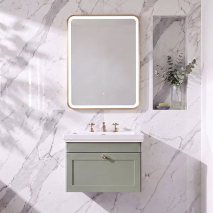 Fairford 700 x 500mm Storm Brushed Brass Framed Mirror with Touch Sensor