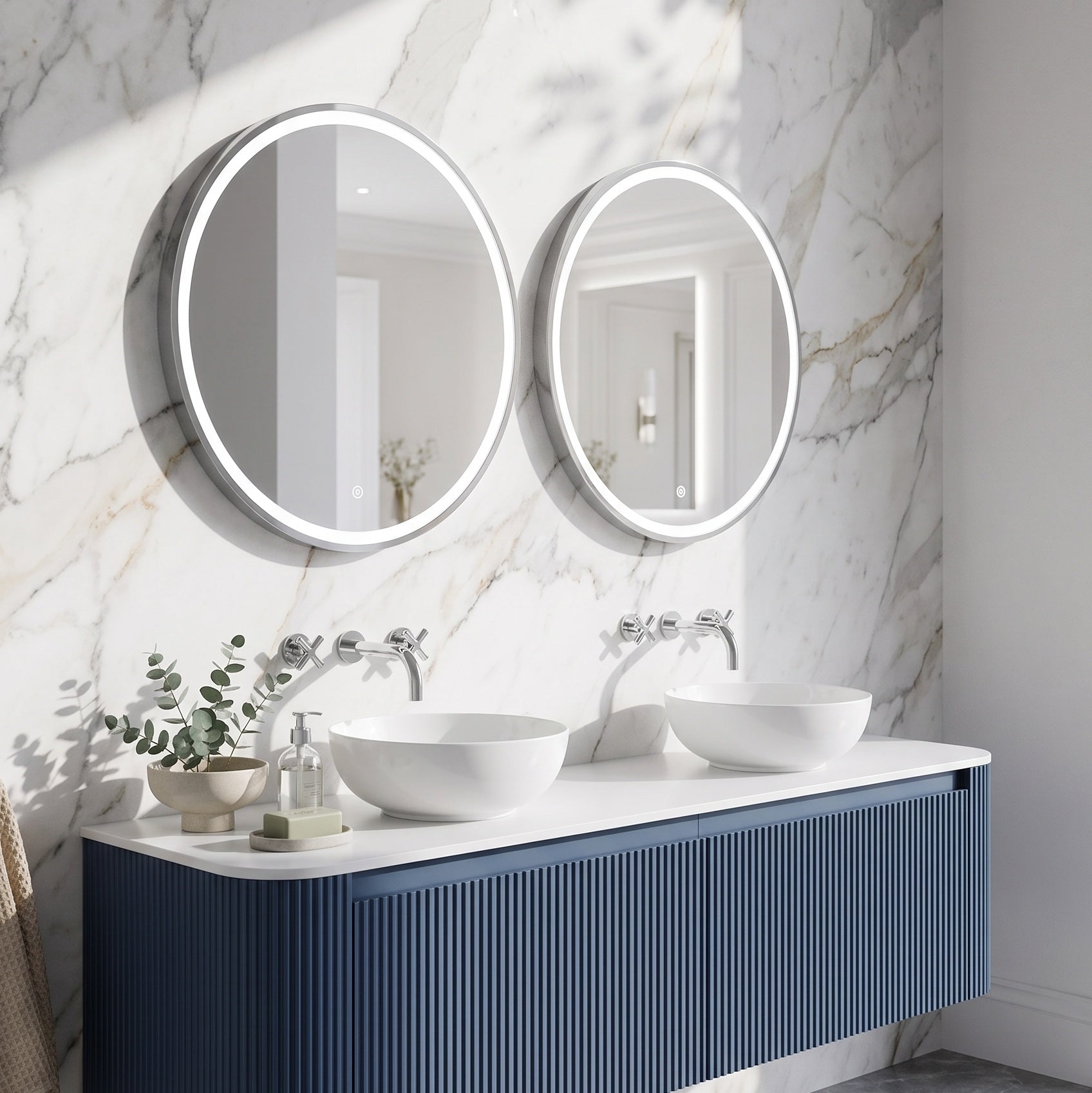 Fairford 600mm Round Chrome Illuminated Mirror with Touch Sensor