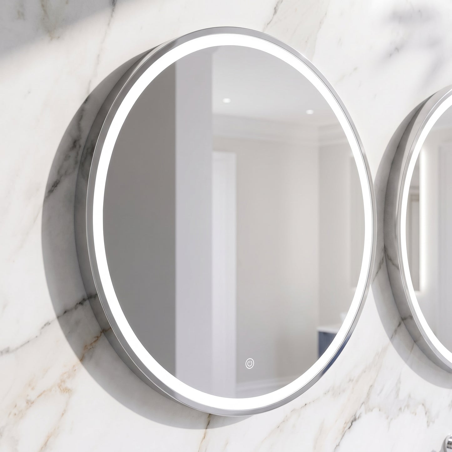 Fairford 600mm Round Chrome Illuminated Mirror with Touch Sensor