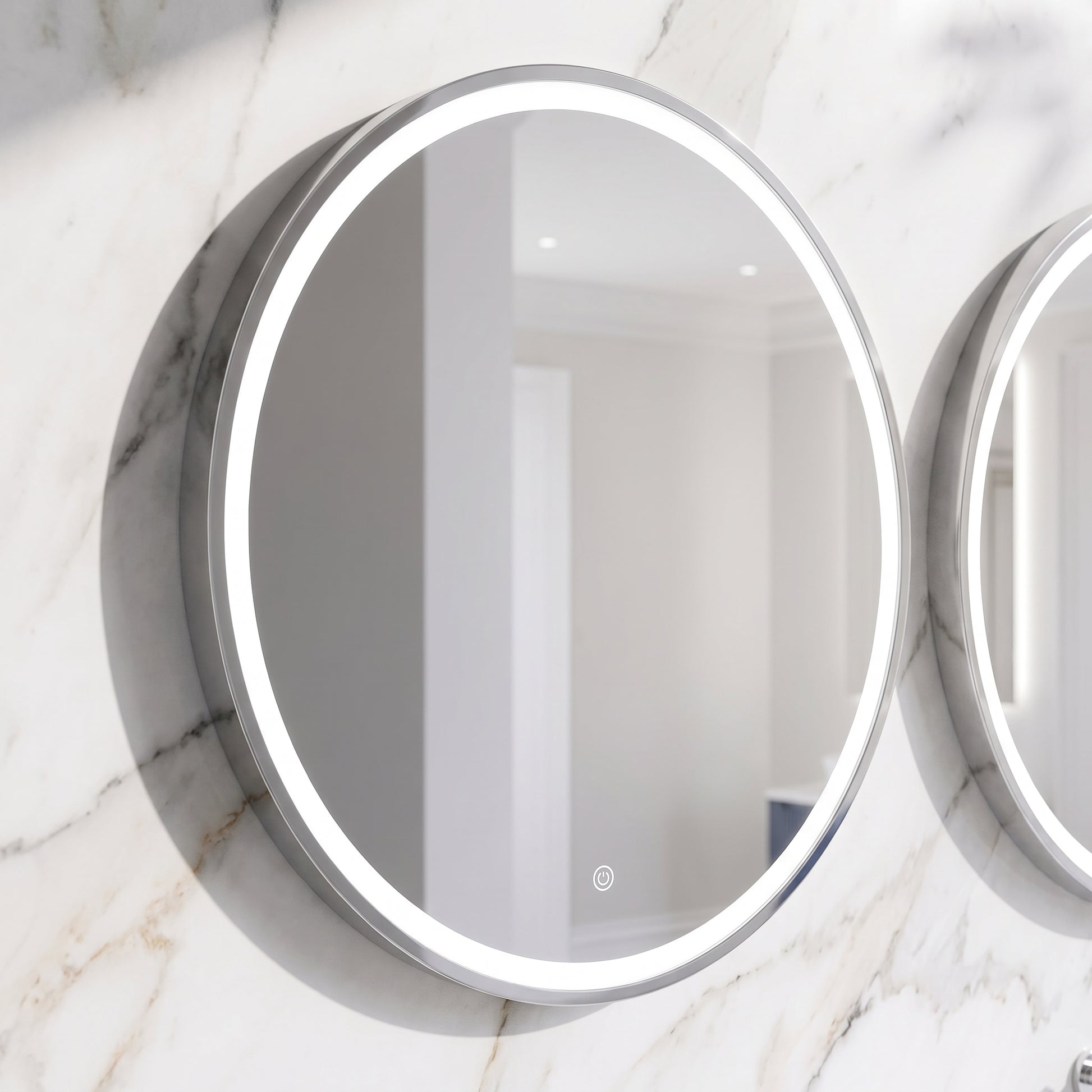 Fairford 600mm Round Chrome Illuminated Mirror with Touch Sensor