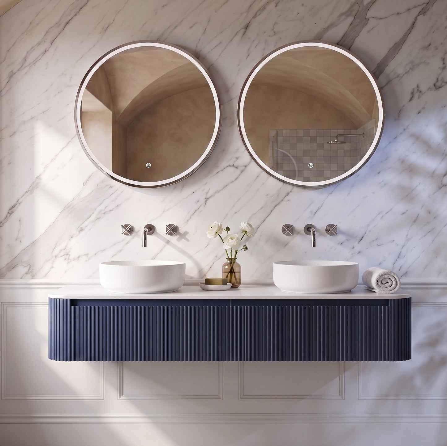 Fairford 600mm Round Chrome Illuminated Mirror with Touch Sensor