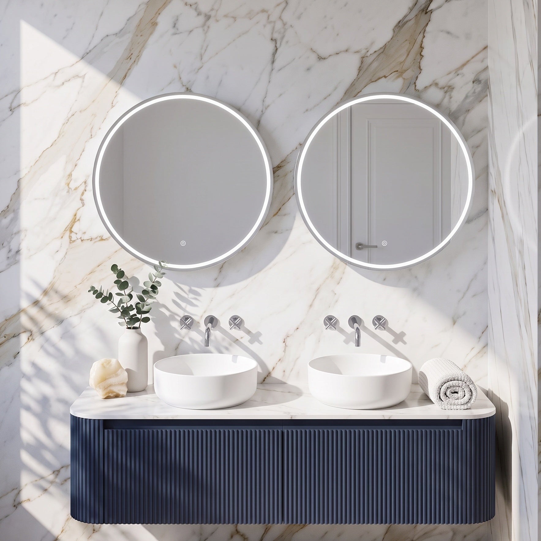 Fairford 600mm Round Chrome Illuminated Mirror with Touch Sensor