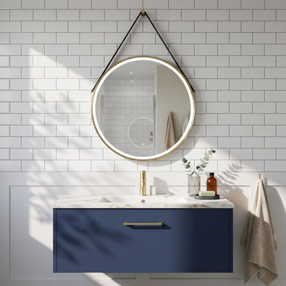 Fairford 800mm Round Brushed Brass Illuminated Mirror with Touch Sensor