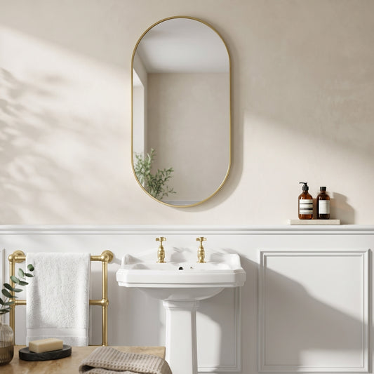 Fairford Velaro Slim Brushed Brass 400 x 800mm Mirror