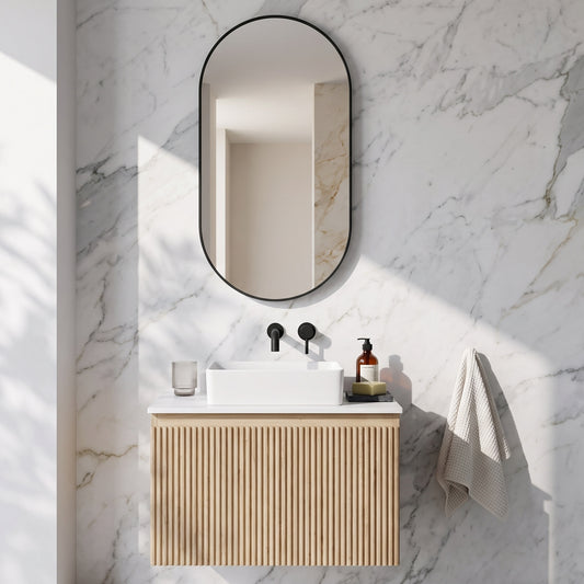 Fairford Velaro Slim Matt Black 400 x 800mm Mirror