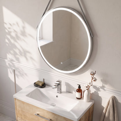 Fairford 800mm Round Chrome Illuminated Mirror with Touch Sensor