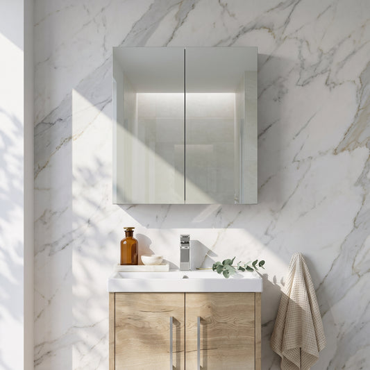 Fairford Union 600mm Slimline Grey Gloss Double Door Mirror Unit