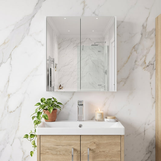 Fairford Union 600mm Slimline White Double Door Mirror Unit