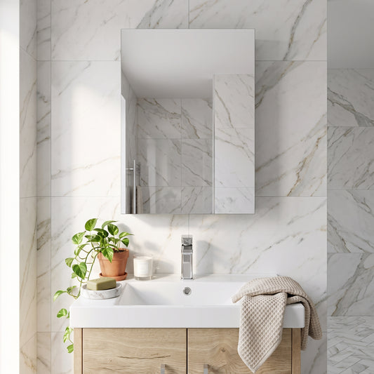 Fairford Union Anthracite Woodgrain 450mm Mirror Cabinet