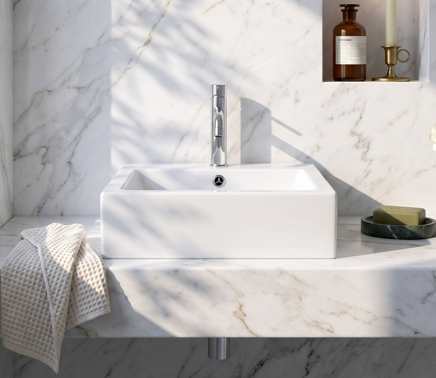 Fairford 470mm Square Ceramic Counter Top Vessel