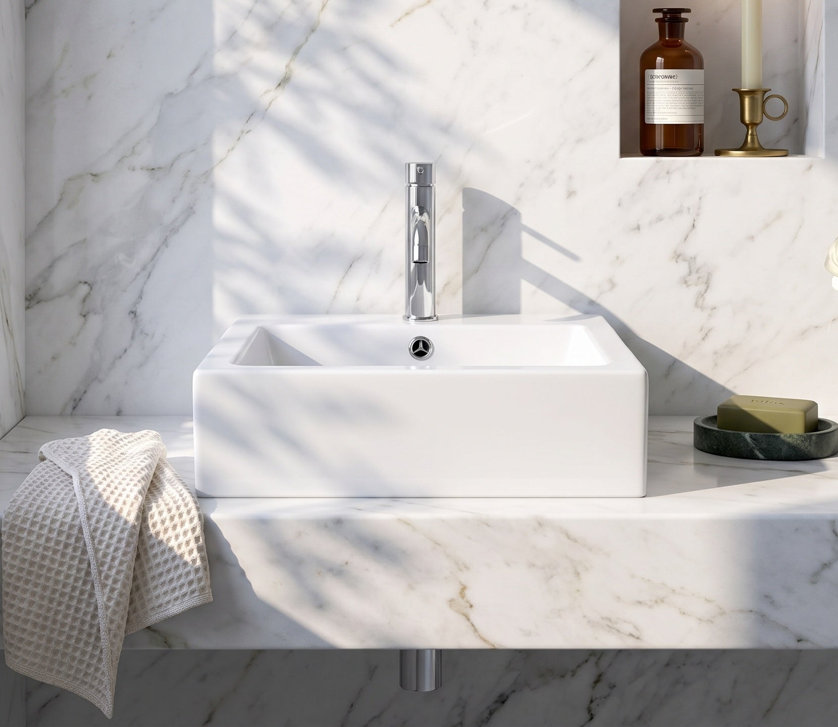 Fairford 470mm Square Ceramic Counter Top Vessel