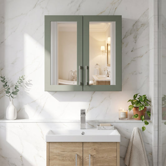 Fairford Union Style Shaker Matt Lux Green 600mm Mirror Cabinet