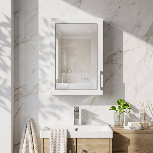 Fairford Union Style Shaker Matt White 400mm Mirror Cabinet