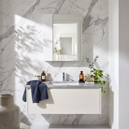 Fairford Union 600mm Slimline White Single Door Mirror Unit