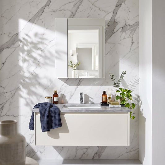 Fairford Union 600mm Slimline White Single Door Mirror Unit