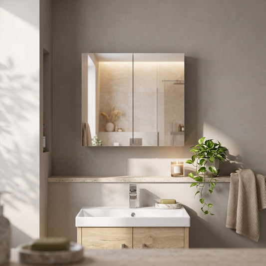 Fairford Union 800mm Grey Gloss Double Door Mirror Cabinet