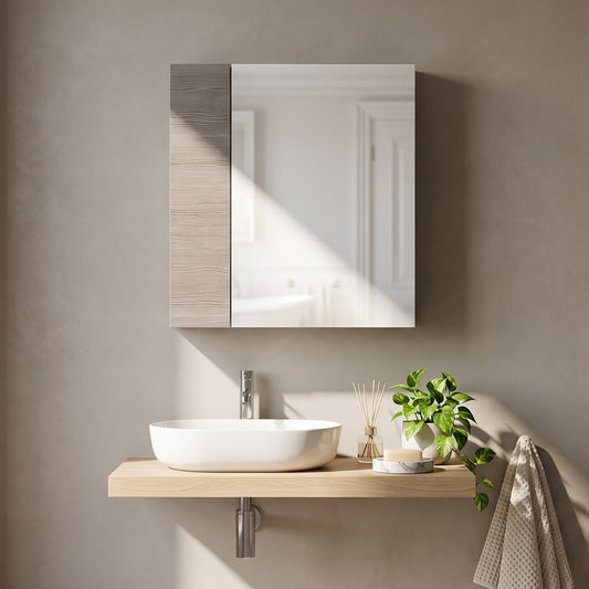 Fairford Union 600mm Slimline Grey Single Door Mirror Unit