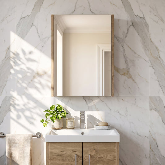 Fairford Union Style Slab Dark Oak 400mm Mirror Cabinet