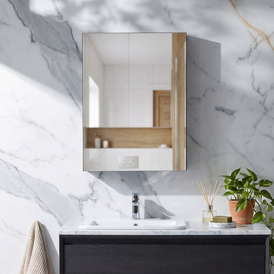 Fairford Union Style Slab Matt Soft Black 400mm Mirror Cabinet