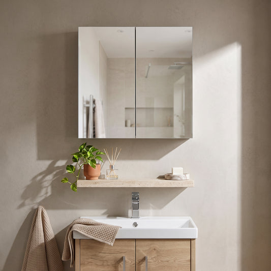 Fairford Union Style Slab Matt Stone Grey 600mm Mirror Cabinet