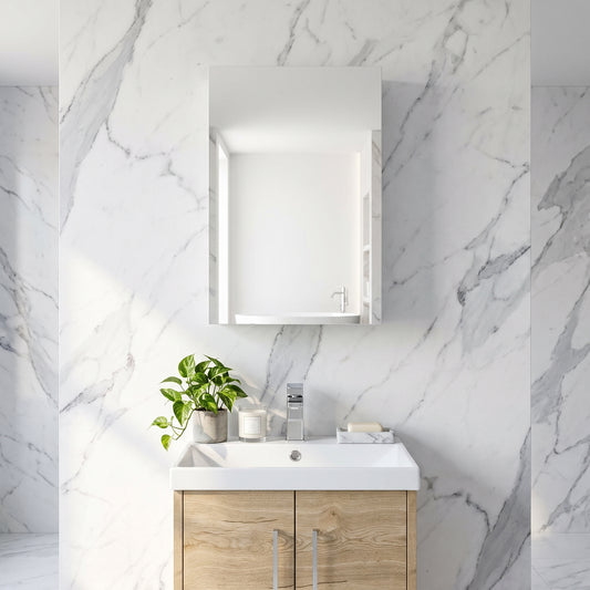Fairford Union Style Slab Matt White 400mm Mirror Cabinet