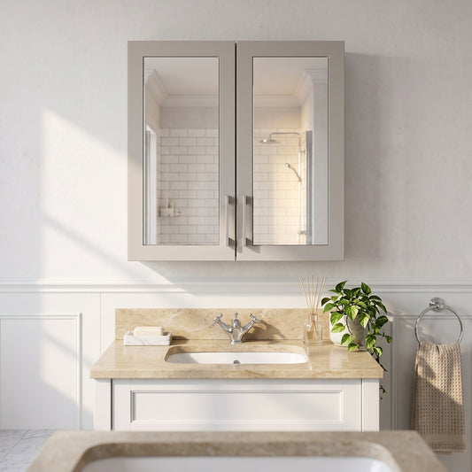 Fairford Union Style Shaker Matt Stone Grey 600mm Mirror Cabinet