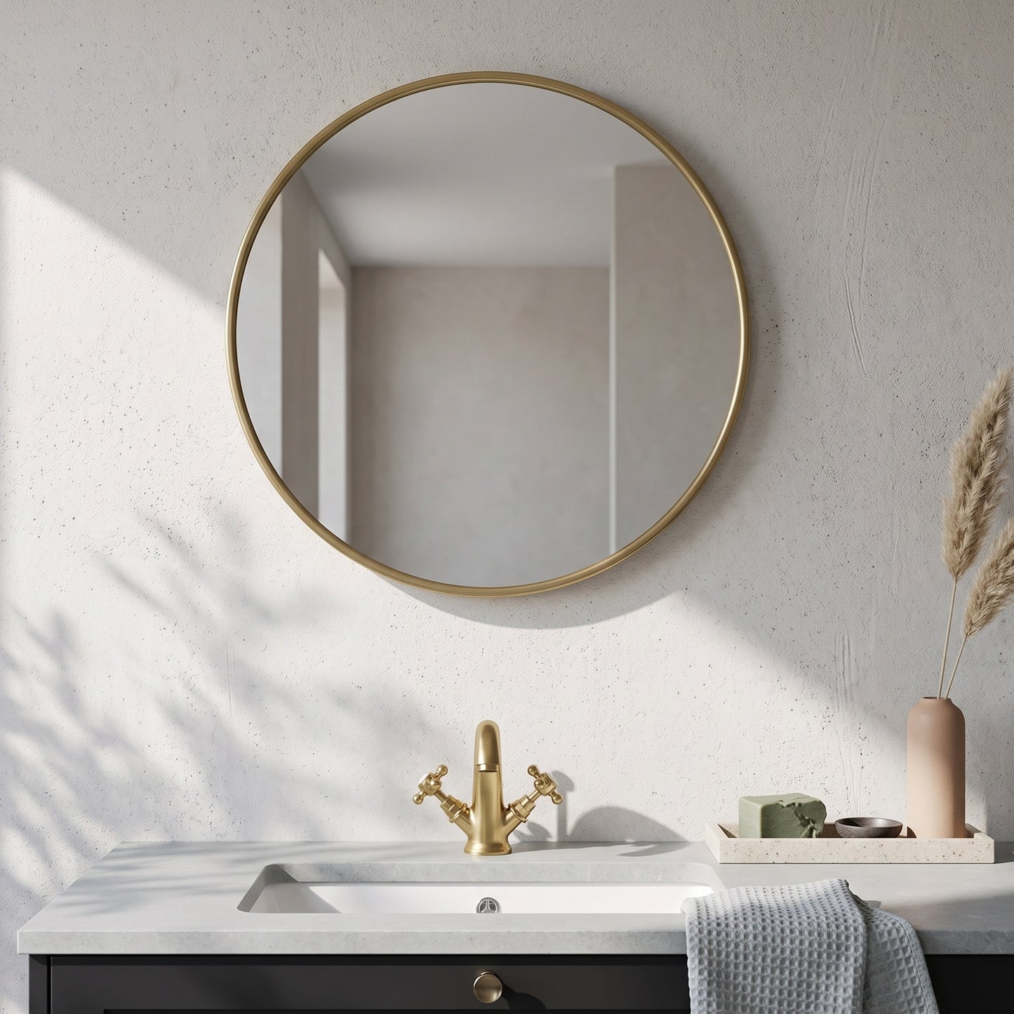 Fairford Macie Led Mirror - 600mm Wide - Brushed Brass