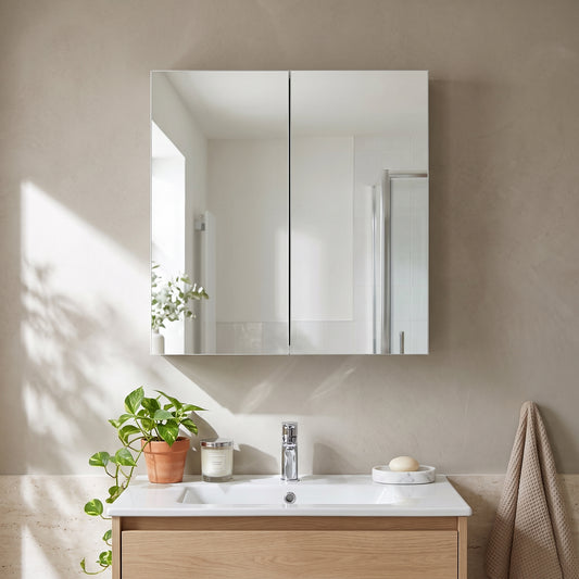 Fairford Union Style Slab Matt White 600mm Mirror Cabinet