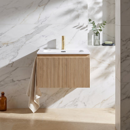 Fairford Sophia Country Oak 600mm Wall Hung Vanity Unit with Basin
