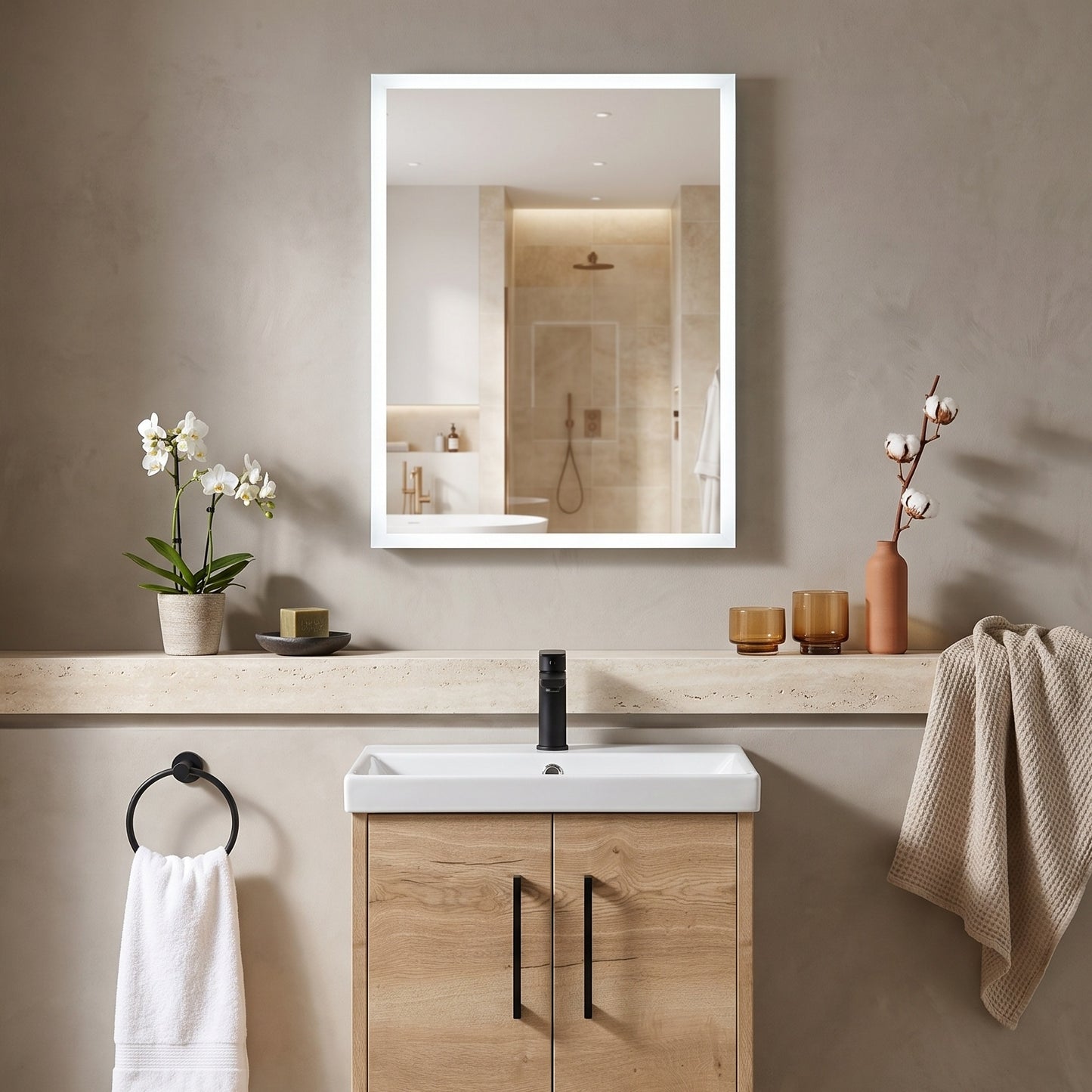 Fairford Mosca Led Mirror With Demister Pad And Shaver Socket And Bluetooth - 500mm X 700mm