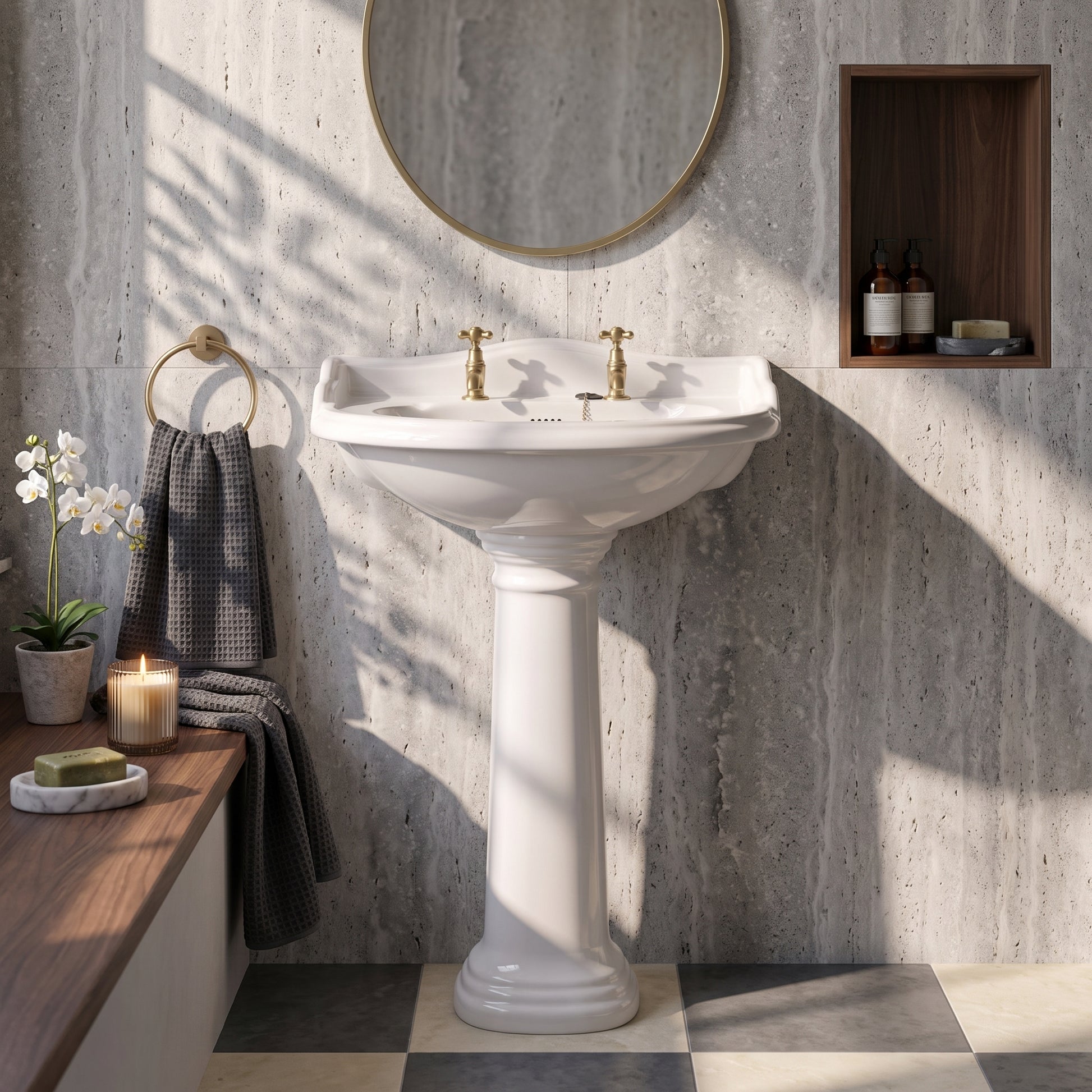 Fairford Winchester Pro 600mm 2 Tap Hole Basin and Pedestal