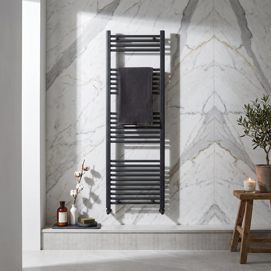 Fairford 400 x 1600mm Straight Matt Black Towel Rail