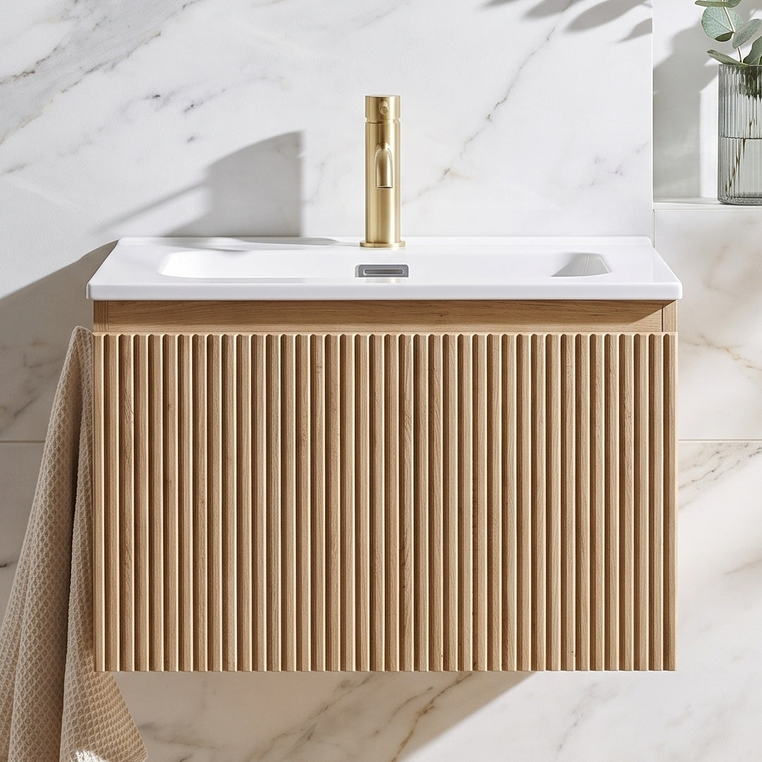 Fairford Sophia Country Oak 600mm Wall Hung Vanity Unit with Basin