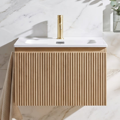 Fairford Sophia Country Oak 600mm Wall Hung Vanity Unit with Basin