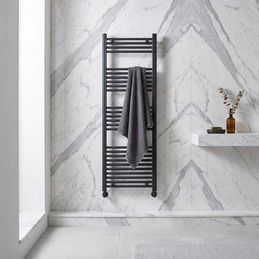 Fairford 600 x 1600mm Straight Matt Black Towel Rail
